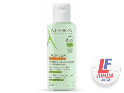 A-Derma Exomega (А-Дерма Экзомега) Контрол смягчающий очищающий гель 2в1 для волос и тела против зуда для сухой кожи склонной к атопии 200мл-0