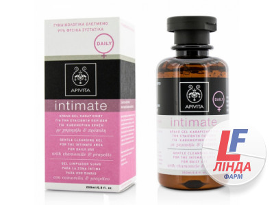 Apivita (Апивита) Intimate Гель для интимной гигиены деликатный очищающий для ежедневного использования с ромашкой и прополисом 200мл-0