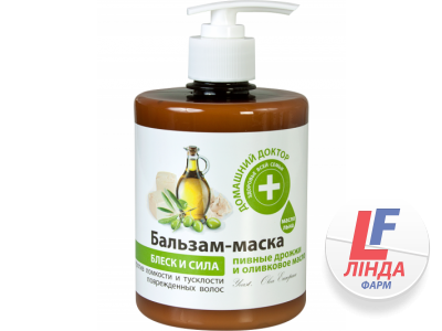 Домашний Доктор Бальзам-маска Пивные дрожжи и оливковое масло 500мл-0