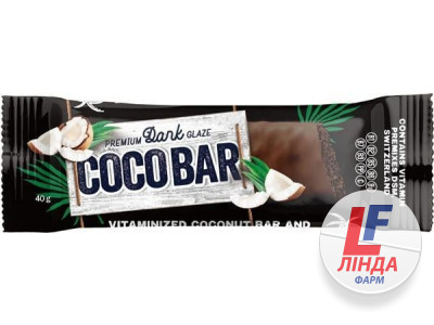Батончик Coco Bar вітамінізований кокосовий з какао у шоколадній глазурі 40 г #12-0