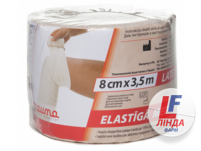 Бинт еластичний стрічковий Lauma Latex Free медичний, високої розтяжності розмір 3,5 м х 8 см-0