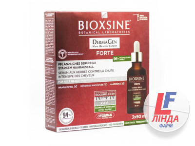 Сыворотка Bioxsine DermaGen Forte против интенсивного выпадения волос всех типов, 3 флакона по 50 мл-0