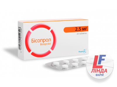 Бісопрол таблетки по 2.5 мг №20 (10х2)-0