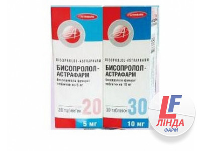 Бісопролол-Астрафарм таблетки по 10 мг №30 (10х3)-0