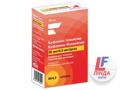 Буфомікс ізіхейлер порошок д/інг. 80 мкг/4.5 мкг по 120 доз в інг-рі з захисн. ковп.-0