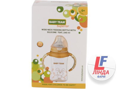 Бутылочка для кормления детская BABY TEAM (Беби Тим) артикул 1090 с широким горлом с 0 месяцев 240 мл-0
