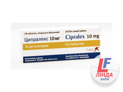 Ципралекс таблетки, в/плів. обол. по 10 мг №28 (14х2)-0