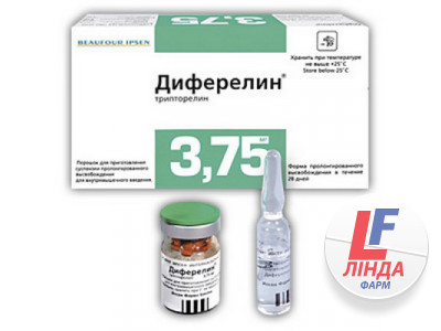 Диферелін порошок для сусп. д/ін. прол./д. по 3.75 мг №1 у флак. з р-ком-0