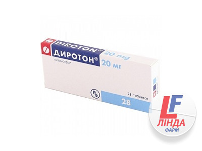 Диротон таблетки по 20 мг №28 (14х2)-0