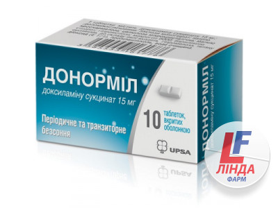 Донорміл таблетки, в/о по 15 мг №10 у тубах-0