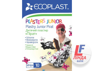Ecoplast (Екопласт) Пластир медичний дитячий набір Пірат полімерний 10шт-1