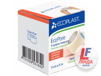 Ecoplast (Екопласт) Пластир медичний нетканий ЕкоПор 5см*5м-0
