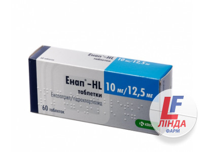 Енап-HL таблетки по 10 мг/12.5 мг №60 (10х6)-0
