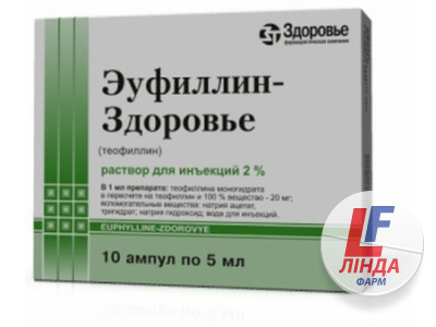 Эуфиллин раствор для инъекций 2% ампулы 5мл №10-0