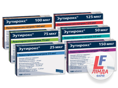 Еутирокс таблетки по 150 мкг №100 (25х4)-0
