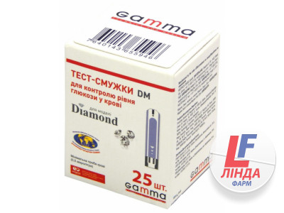Gamma DM 25 (Гамма ДМ 25) Тест-смужки одноразові для глюкометра Gamma Diamond 25шт-0