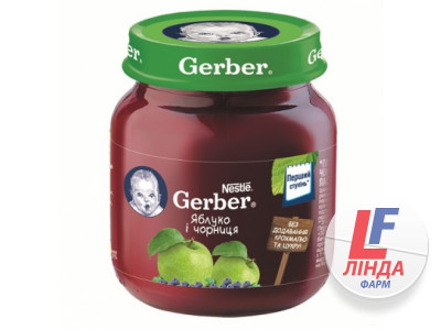Gerber (Гербер) Пюре яблуко та чорниця з 5 місяців 130г-0
