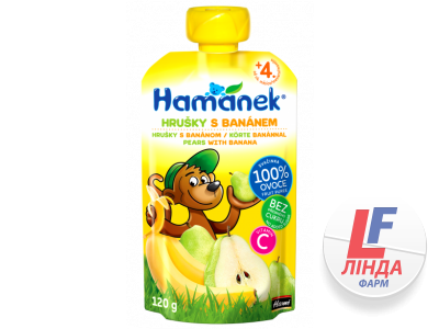 Hamanek (Хаманек) Pouch Пюре фруктовое груша и банан 120г-1