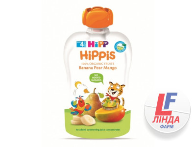 Пюре HIPP (Хіпп) HIPPIS банан, груша, манго з 4 місяців 100г-0