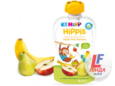 Пюре HIPP (Хипп) HIPPIS яблоко,груша,банан с 4 месяцев 100г-0