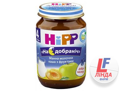 HIPP (Хіпп) Каша манна молочна з фруктами На добраніч 190г-0