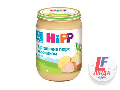 Пюре HIPP (Хипп) Картофельное с кроликом с 4 месяцев 190г-0