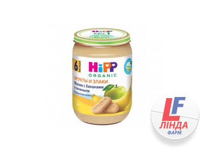Пюре HIPP (Хипп) Яблоки с бананами и печеньем с 5 месяцев 190г-0