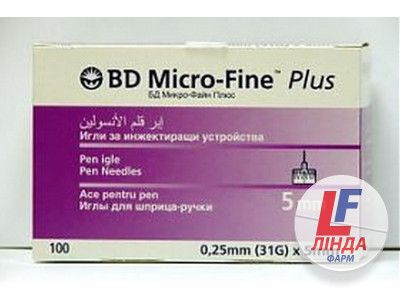 Голки для шприц-ручки BD Micro-Fine Plus 31G (0.25 x 5 мм), 1 штука-0