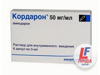Кордарон розчин д/ін. 150 мг/3 мл по 3 мл №6 в амп.-0