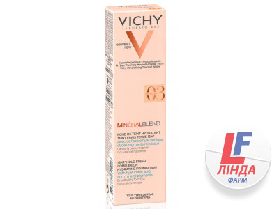 Vichy Mineralblend (Виши Минералбленд) Крем тональный увлажняющий для придания коже естественного сияющего вида оттенок 03 гипс 30мл-1