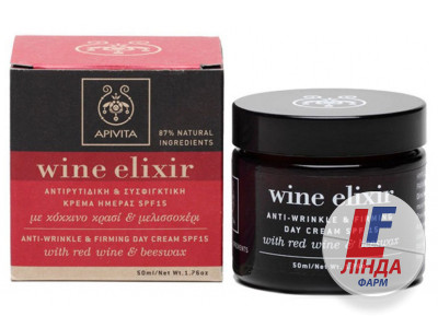 Apivita Wine Elixir (Апівіта Вайн Еліксир) Крем денний проти зморшок для збільшення пружності SPF-15 з червоним вином та бджолиним воском 50мл-0