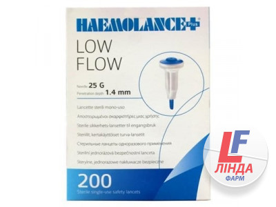 Ланцети Haemolance Plus LOW FLOW Т420 автоматичні 25G, прокол 1,4 мм, 200 штук-0