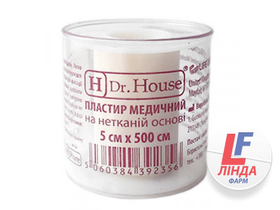 Пластир медичний Dr. House бактерицидний на нетканій основі, 5 см х 500 см, в пластиковому футлярі, 1 штука-0