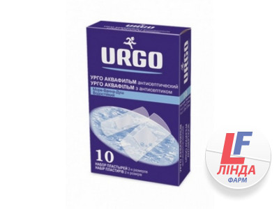 Набір пластирів медицинских Urgo Аквафільм бактерицидних вологостійких, з антисептиком, 10 штук-0