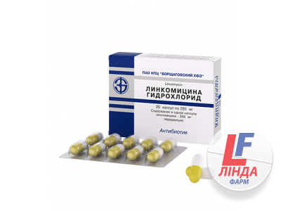 Лінкоміцину гідрохлорид капсули по 250 мг №20 (10х2)-0