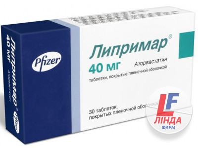Ліпримар таблетки, в/плів. обол. по 40 мг №30 (10х3)-0