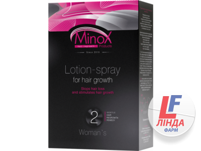 Minox2 (Мінокс2) Лосьйон-спрей засіб для зміцнення та росту волосся у жінок 50млх2шт-0