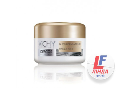 Маска Vichy Dercos насичена, поживно-відновлювальна, для сухого і пошкодженого волосся, 200 мл-0