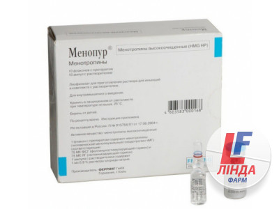 Менопур порошок для приготовления раствора для инъекций флакон ампулы 1 мл №10-0