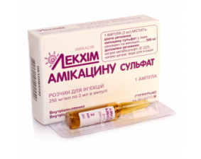 Фото - Амікацину сульфат розчин д/ін. 250 мг/мл по 2 мл №1 в амп.