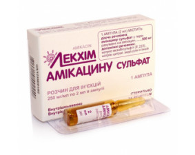 Фото - Амікацину сульфат розчин д/ін. 250 мг/мл по 4 мл №1 в амп.