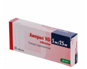 Фото - Амприл HD таблетки по 5 мг/25 мг №30 (10х3)