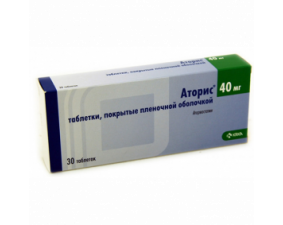 Фото - Аторис таблетки, в/плів. обол. по 40 мг №30 (10х3)