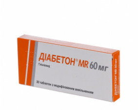 Фото - Діабетон MR 60 мг таблетки з модиф. вивіл. по 60 мг №30 (15х2)