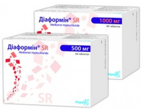 Фото - Діаформін SR таблетки прол./д. по 500 мг №60 (10х6)