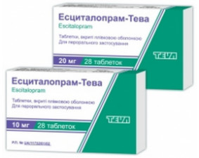 Фото - Есциталопрам-Тева таблетки, в/плів. обол. по 10 мг №28 (14х2)