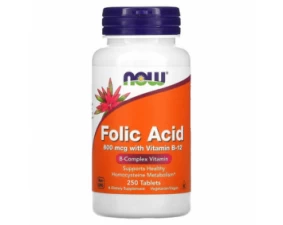 Фото - Витамины NOW Folic Acid & B12 800 мкг таблетки №250