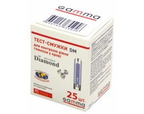 Фото - Gamma DM 25 (Гамма ДМ 25) Тест-полоски одноразовые для глюкометра Gamma Diamond 25шт