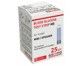 Фото - Gamma MS 25 (Гамма МС 25) Тест-полоски одноразовые для глюкометров Gamma Mini и Gamma Speaker 25шт