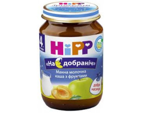 Фото - HIPP (Хипп) Каша манная молочная с фруктами Спокойной ночи 190г